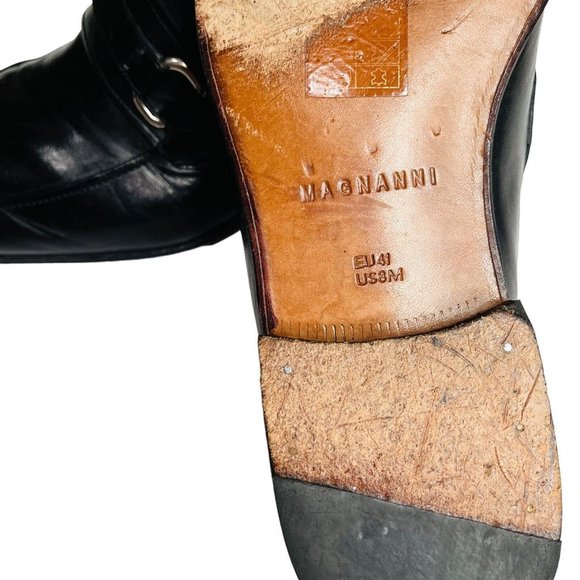 Magnanni Black Leather Bit Loafer Shoes Apron Toe Mens Sz 8 M main image 10